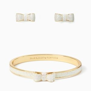 Kate Spade glitter earrings & bangle set NWT